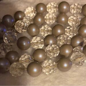 Cezanne Bracelet, 3 Strand, Beaded, Faux Pearl, Stretch, Statement, feminine